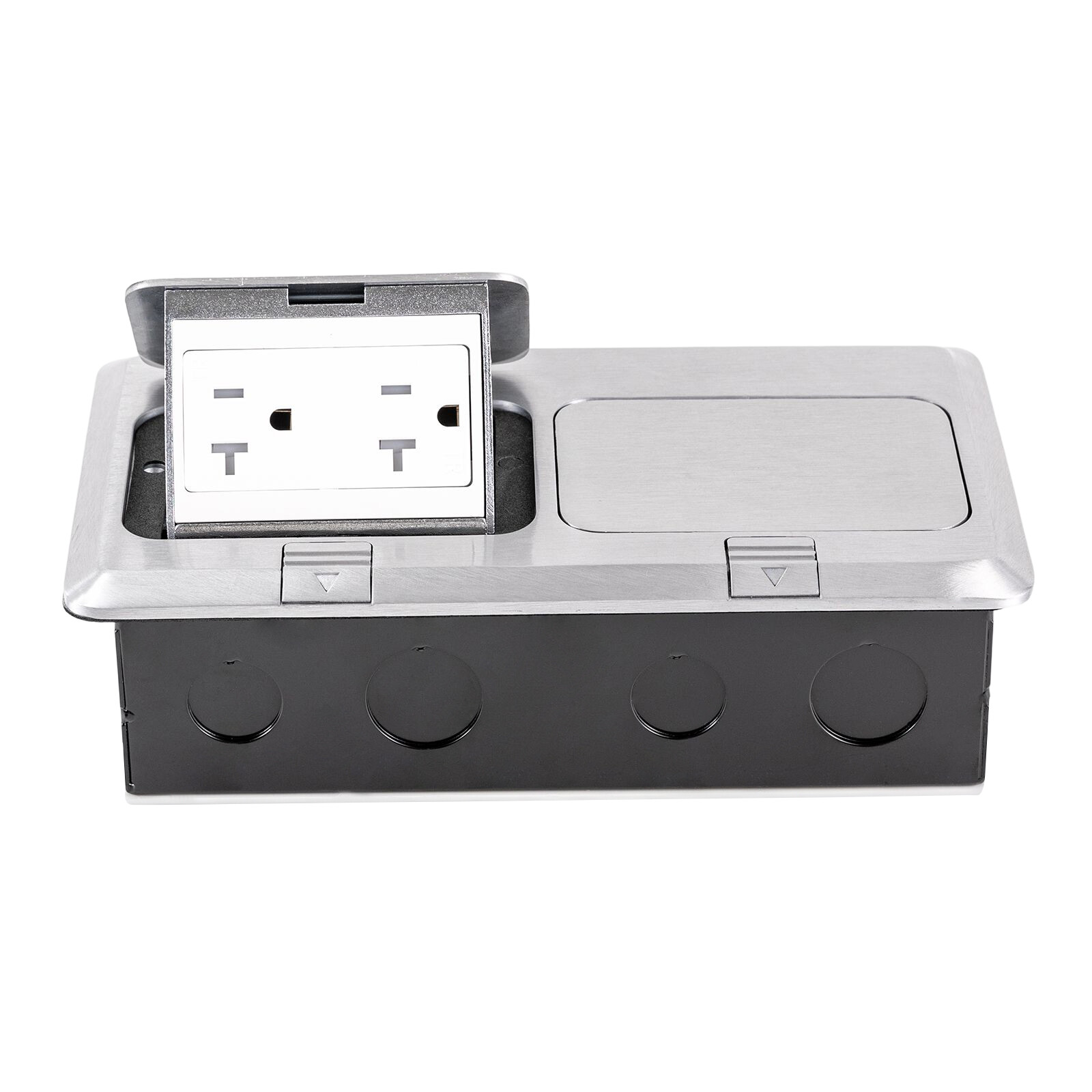 Dual Pop Up Floor Outlet 20A USB W/ Sockets Electrical Outlet Receptacle Silver