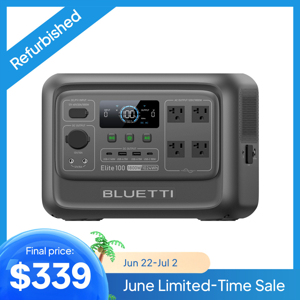 BLUETTI Elite 100 V2 1024Wh 1800W Portable Power Station LFP Battery Refurbished