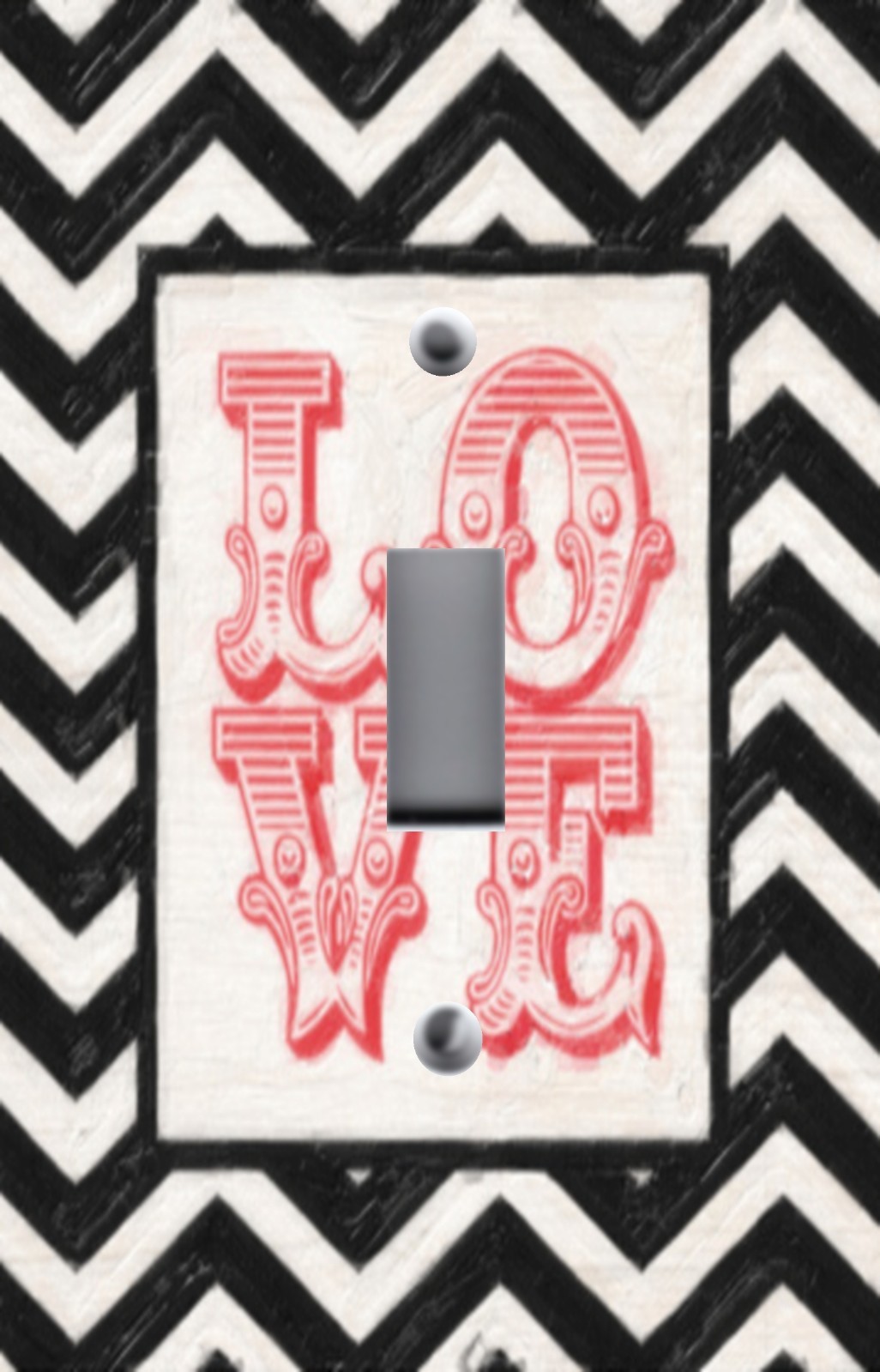 Light Switch Plate Switchplate & Outlet Covers CHEVRON ~ BLACK WHITE ~ RED LOVE