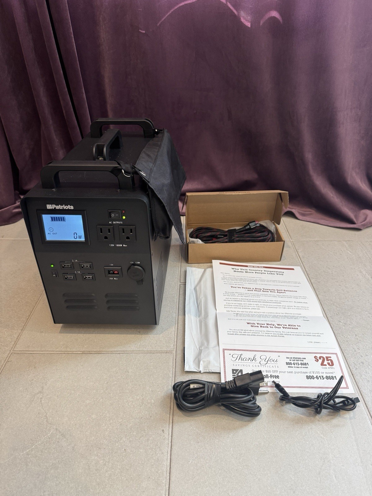 Patriot Power Generator 1800 768Wh LiFePO4 Solar Backup MPG-4.0