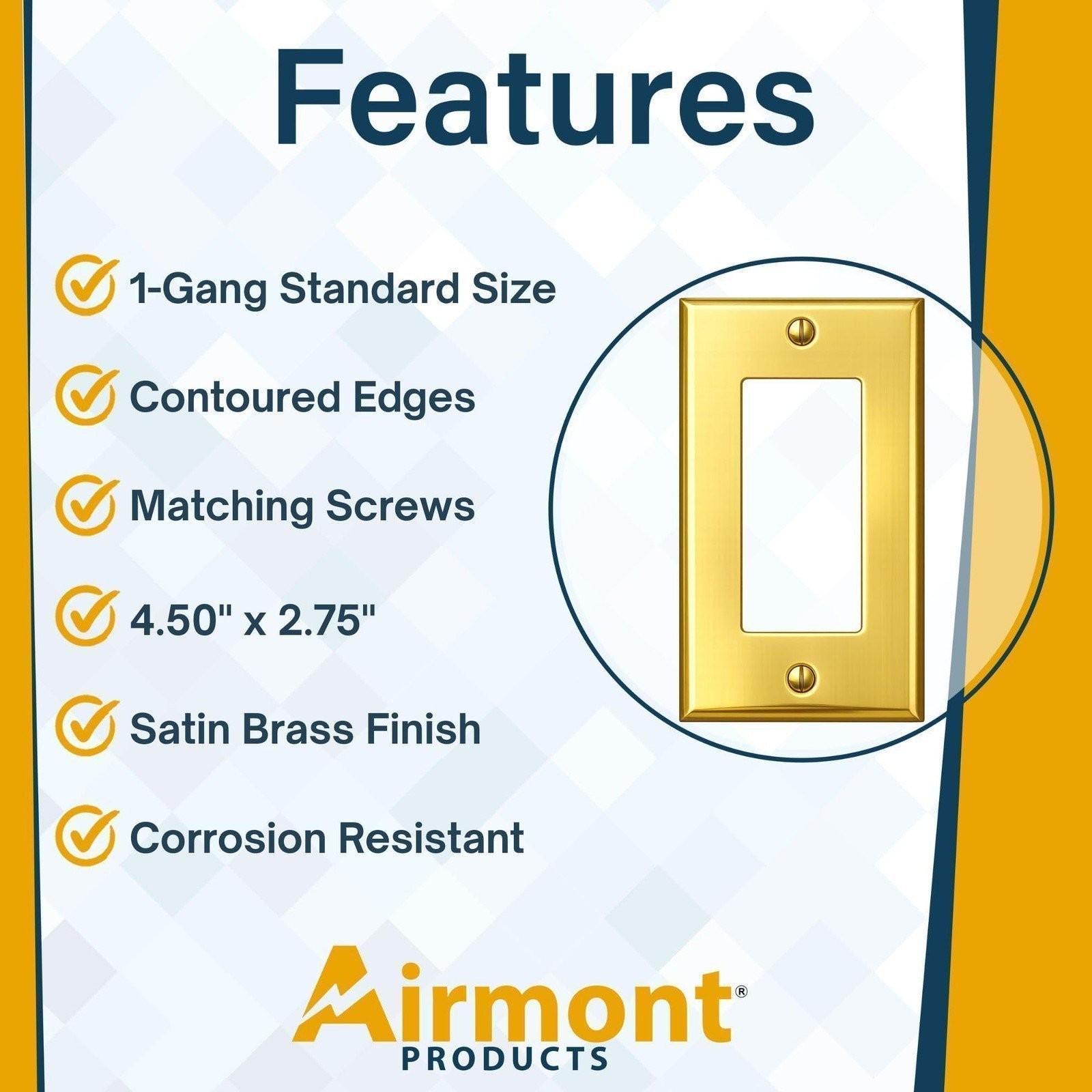 1-Gang Decorator 2-Gang Brass Outlet Cover, Satin Toggle Switch Covers,