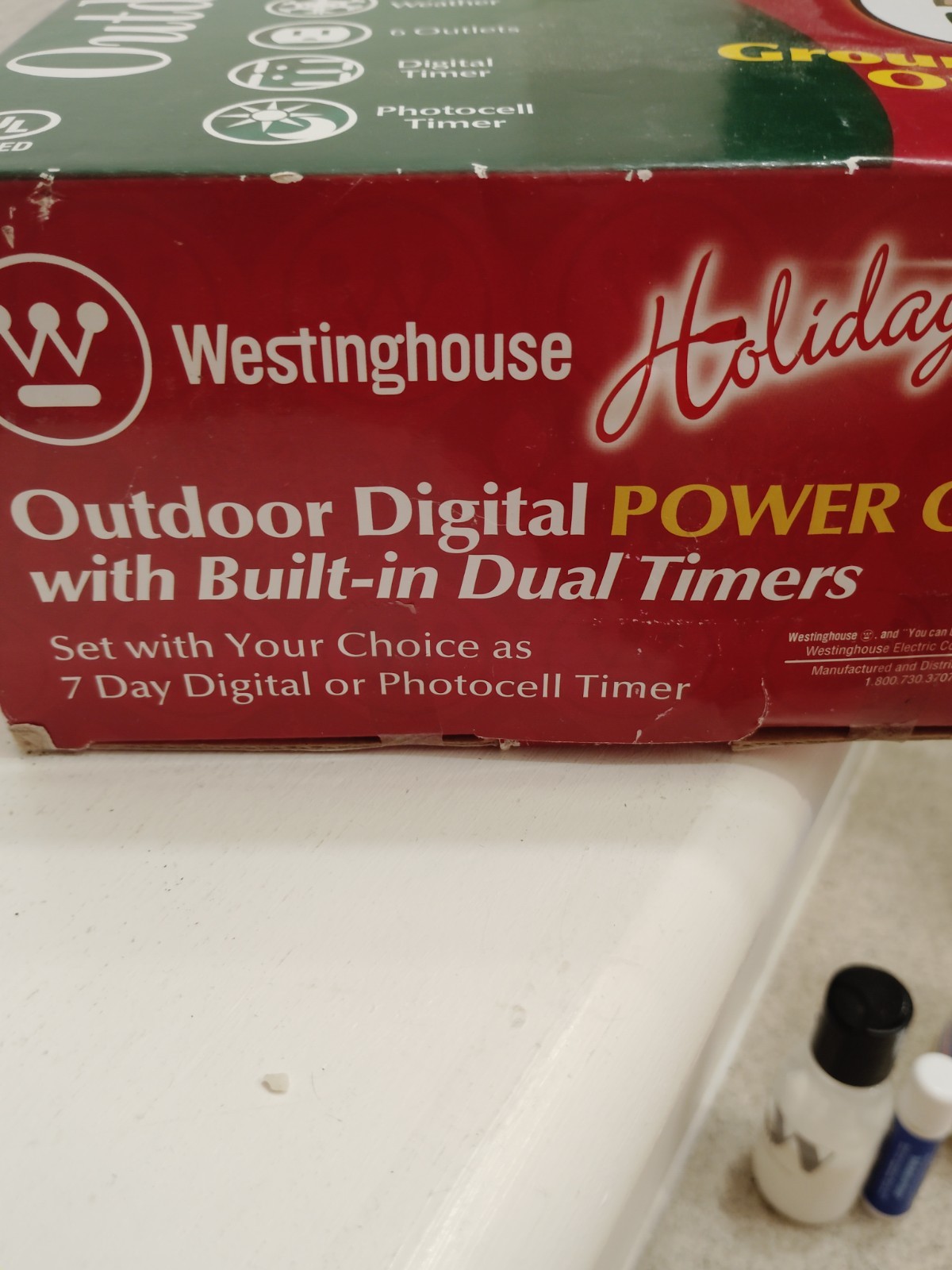 Westinghouse Outdoor Digital Power Center 6 Outlet Timer Photocell Yard Stake 10