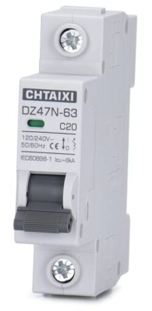 AC Miniature Circuit Breaker 120V/240V 1 Pole DIN Rail Mount Circuit 20 Amp
