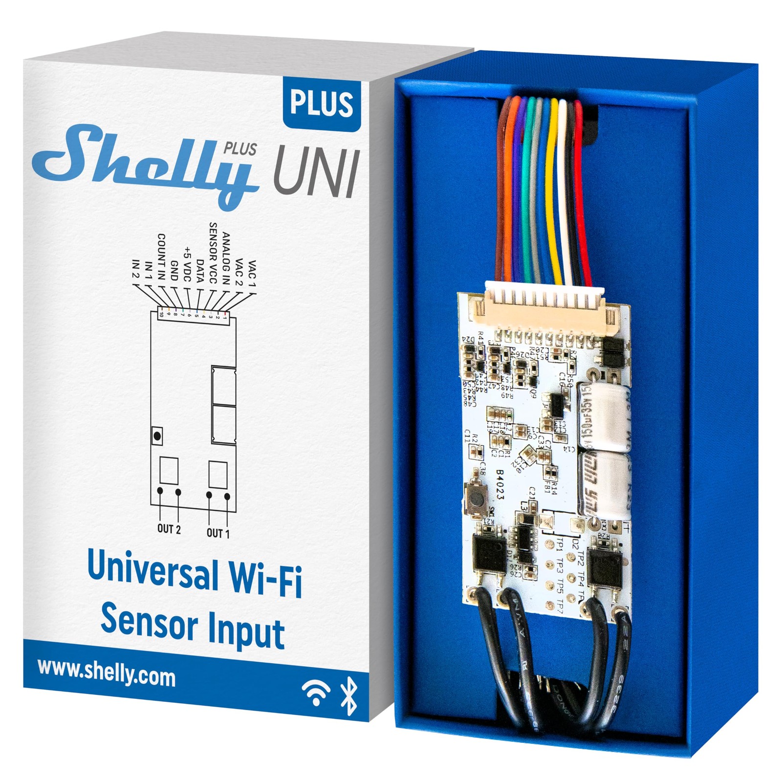 Shelly Plus Uni | Smart Wi-Fi and Bluetooth Operated Module with Dry white