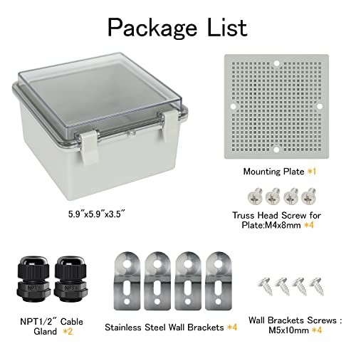 Junction Box IP65 Waterproof ABS Plastic 5.2″ x 5.2″ x 3.3″ Clear Cover