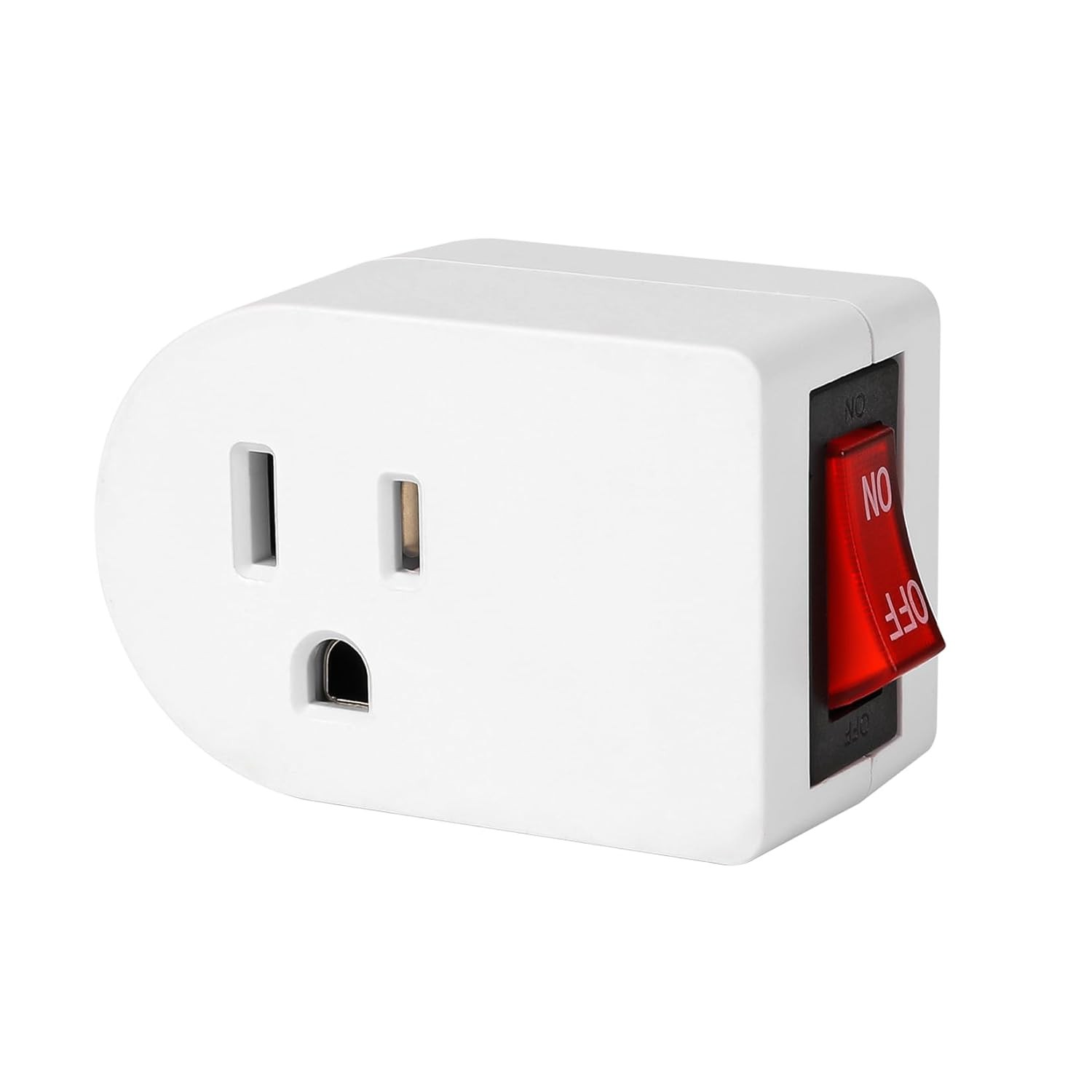 VSEER Grounded Outlet Adapter with ON/Off Switch 15A 3-Prong ETL White