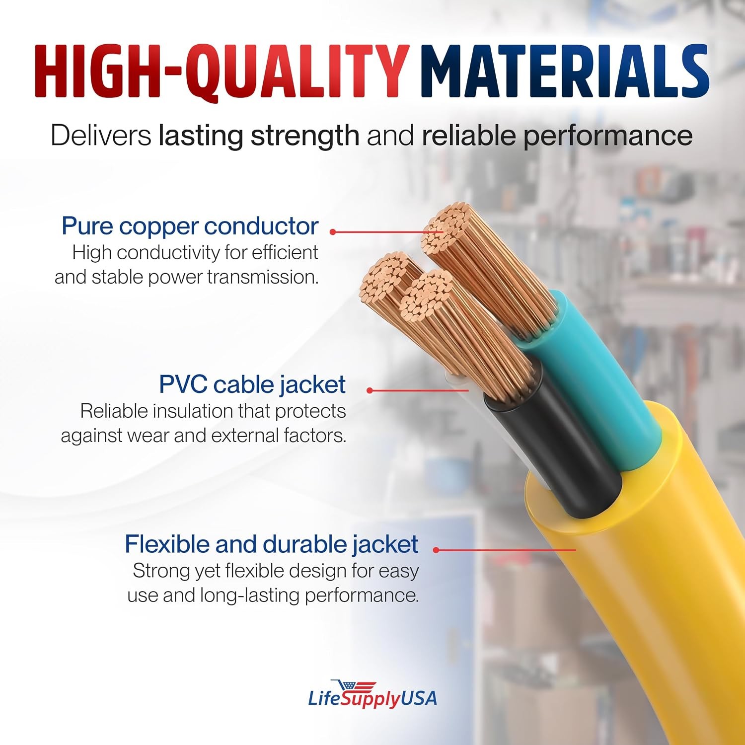 Outdoor/Indoor Extension Cord 10/3 Gauge Ultra Heavy Duty 3 Prong SJTW