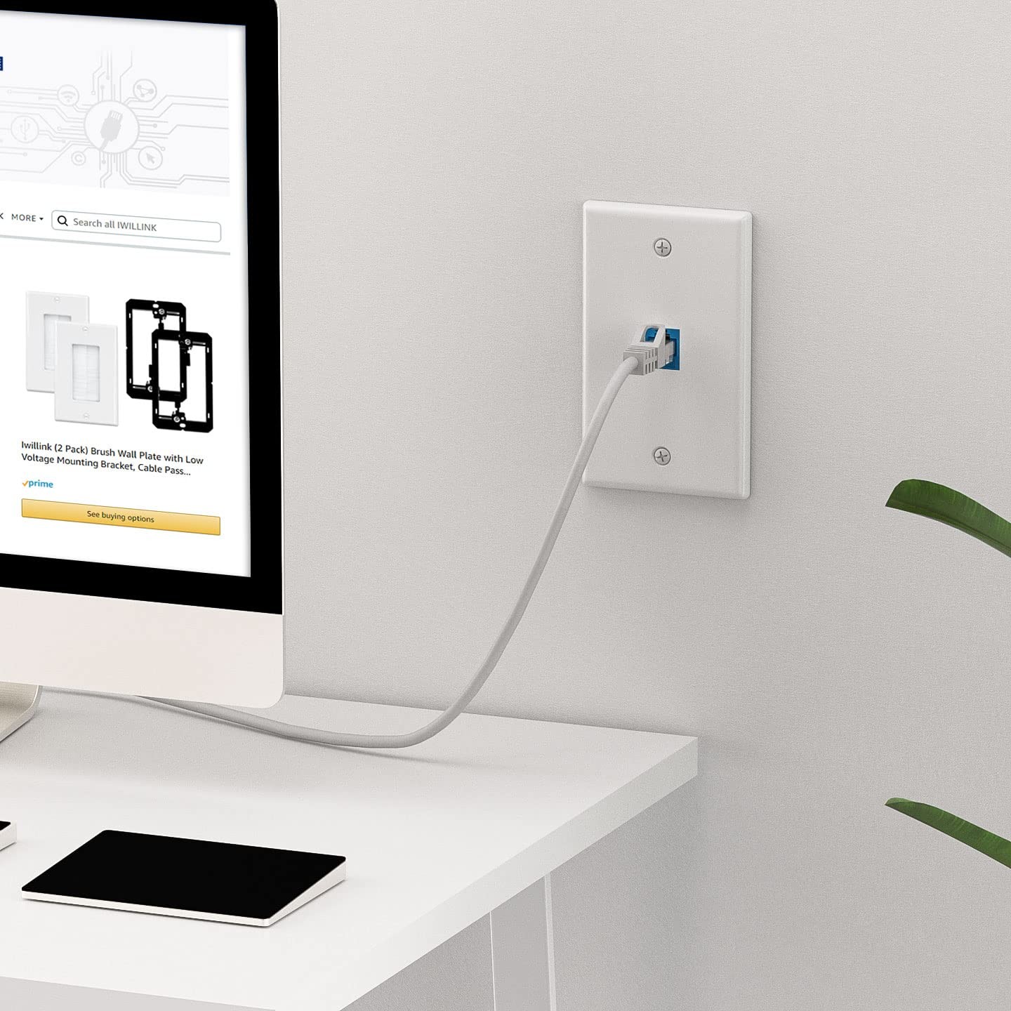 (2-Pack) Ethernet Wall Plate, 1-Port Keystone Jack Wall Plate with RJ45 Keysto