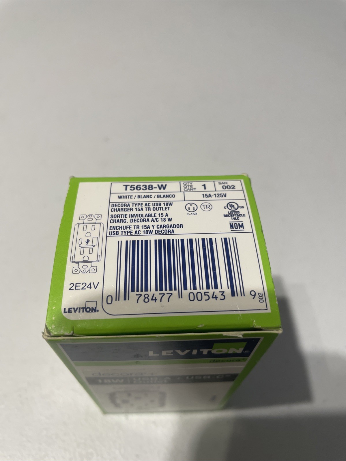 Leviton T5638-W: USB Type A & C In-Wall Charger Tamper Resistant Outlet in White