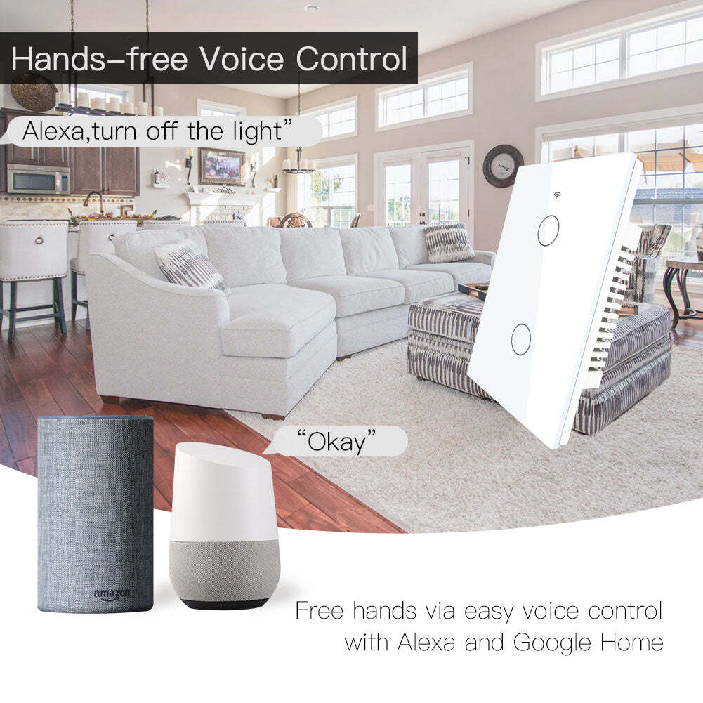 MOES 1/2/3/4 Gang Smart Light Switch WiFi RF Wall Touch Timer Alexa Google APP