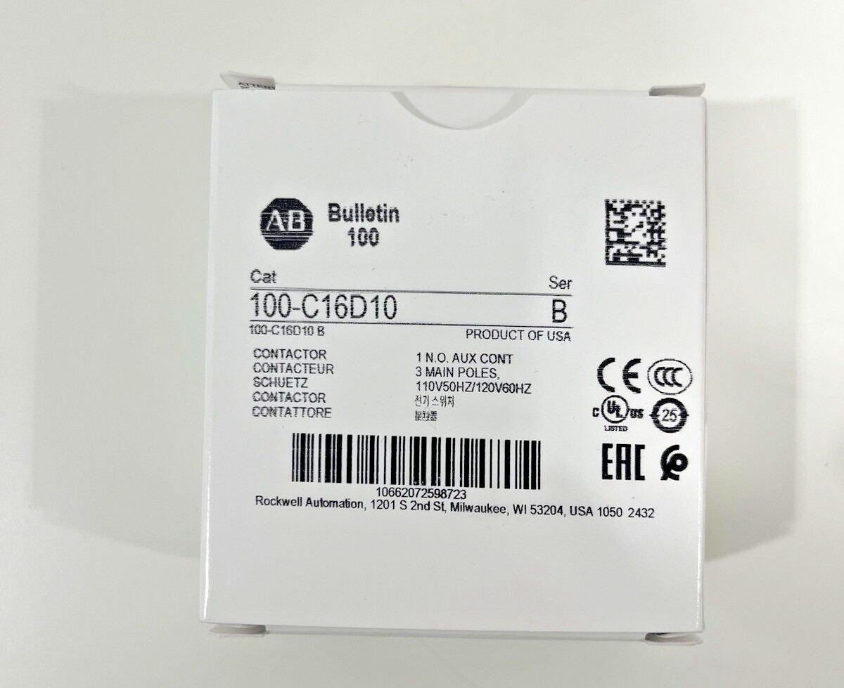 Allen-Bradley 100-C16D10 16 AMP 120VAC COIL IEC Contactor New Sealed US STOCK