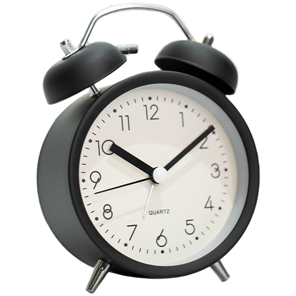 Student Alarm Clock Metal Casing Glow in Dark Silent Sweep Second Hand