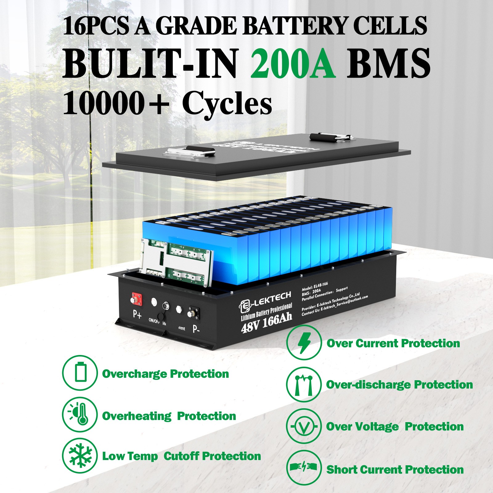 48V 166Ah LiFePO4 Golf Cart Battery 200A BMS, Solar Off-Grid, 10-Yr Warranty