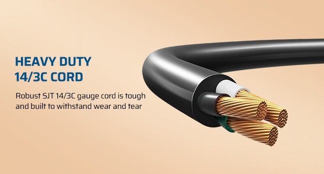6FT Long Power Strip, 360° Rotating Flat Plug & 6 Outlets, 14/3C Thin Black