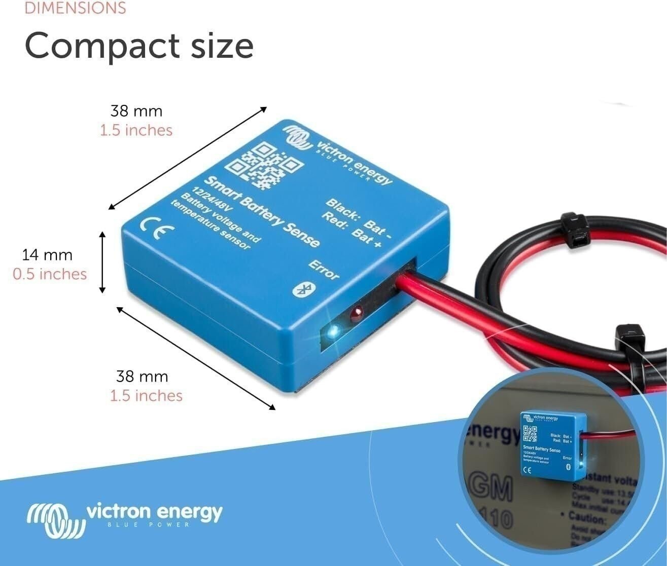 Victron Energy Smart Battery Sense, Voltage and Temperature Sensor, Long…