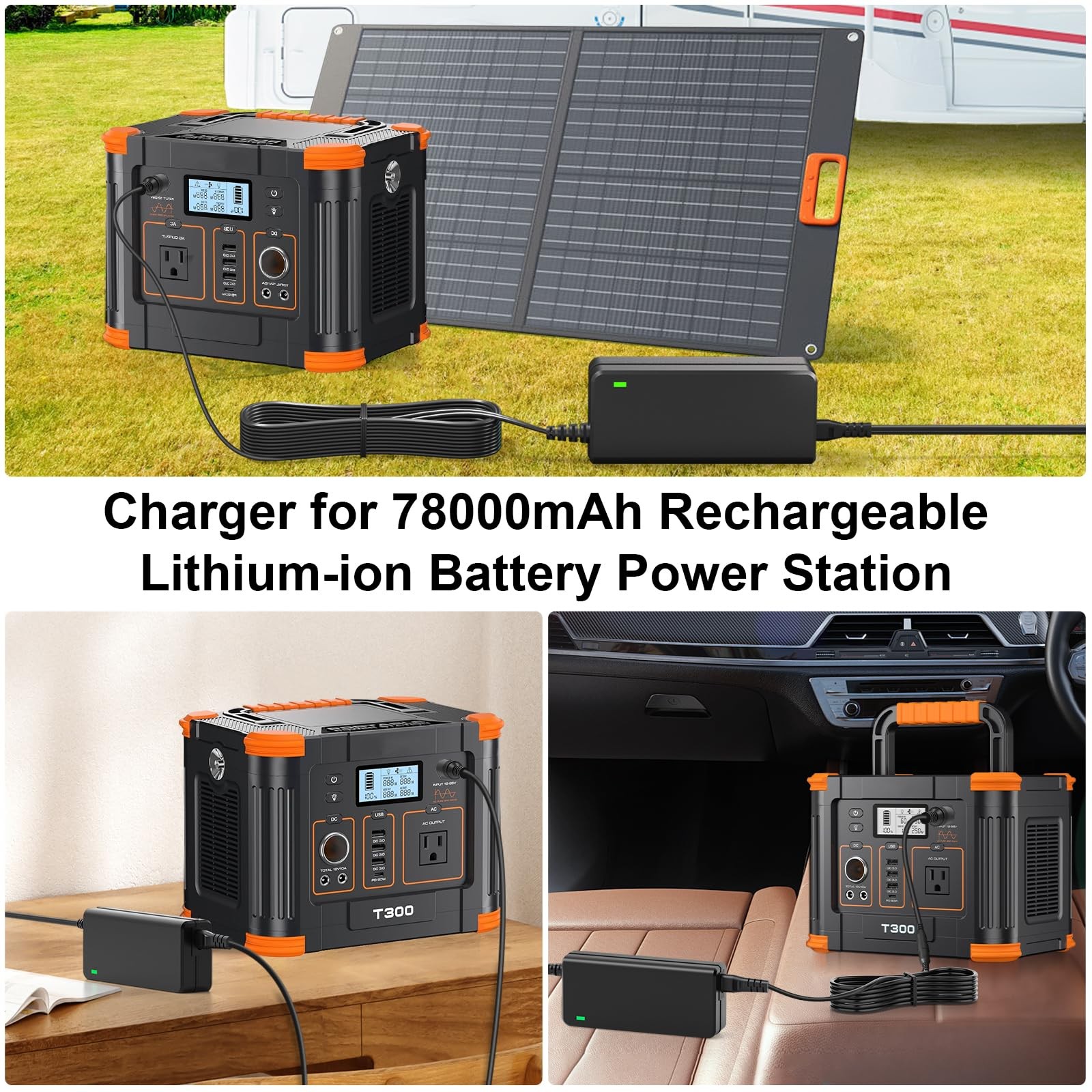 15V AC/DC Adapter Charger for GRECELL T300 300W Power Station 7.5 feet, Black
