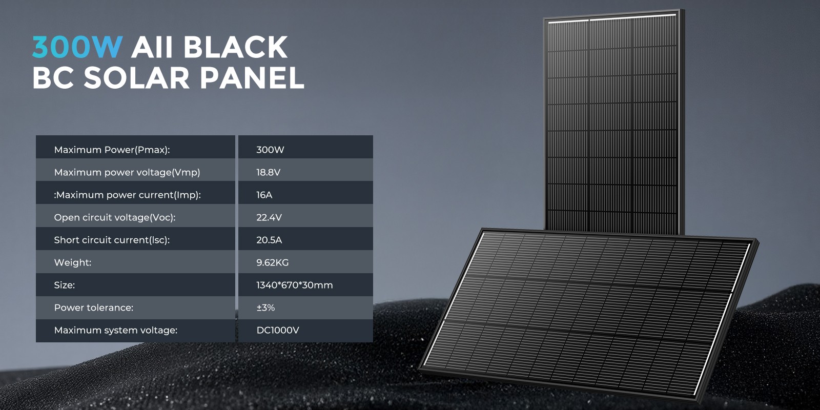 300W 600W 1800W Watt Solar Panel 12V High Efficiency N-Type 18BB Black Home RV
