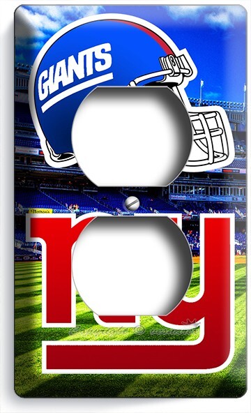 NEW YORK GIANTS NY FOOTBALL TEAM OUTLET WALL PLATE MAN CAVE SPORT BAR ROOM DECOR