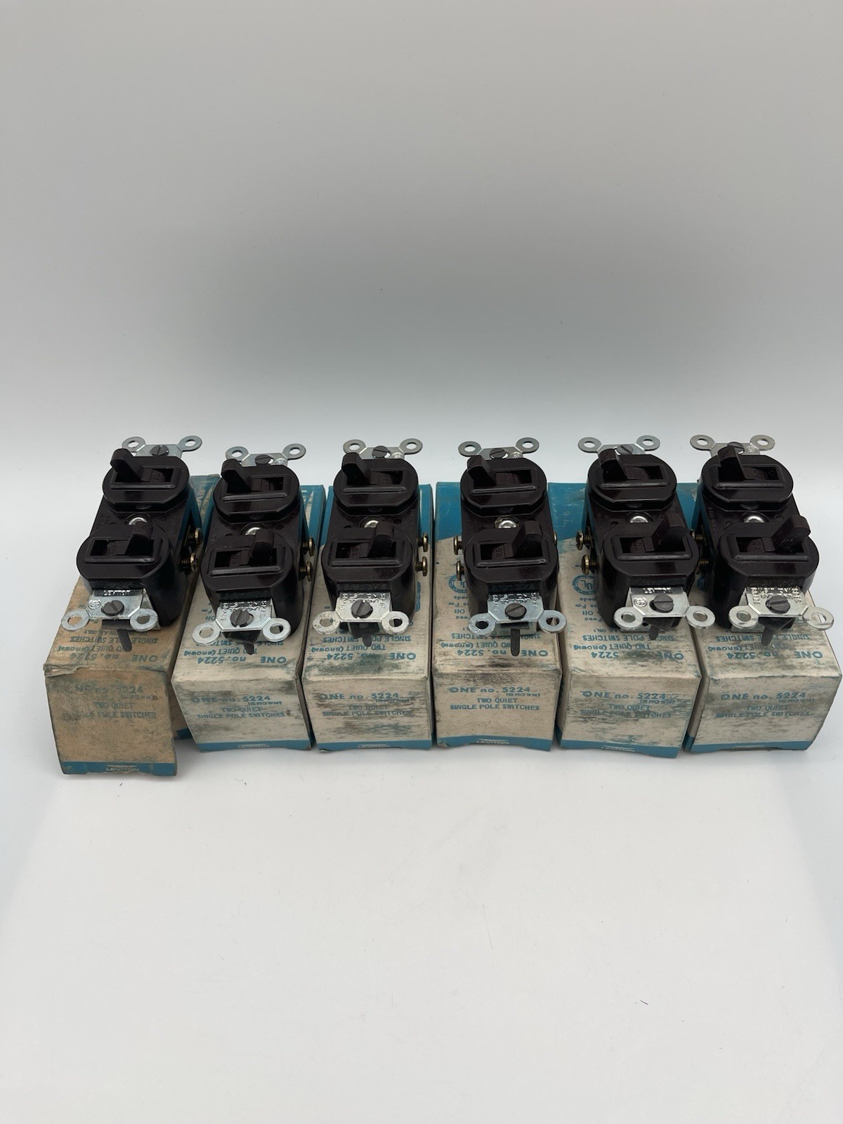 Leviton 5224 Two Single Pole Switch 15A 120-277V Brown Lot of 6 New Old Stock