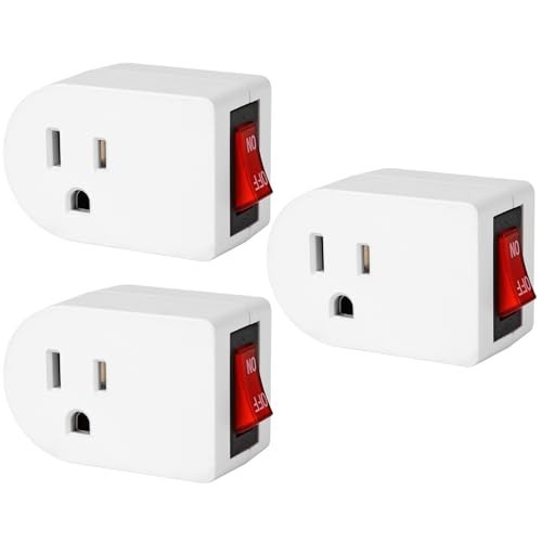 Grounded Outlet with on off Switch (4 Pack), Single Power Adapter Outlet 15A 187