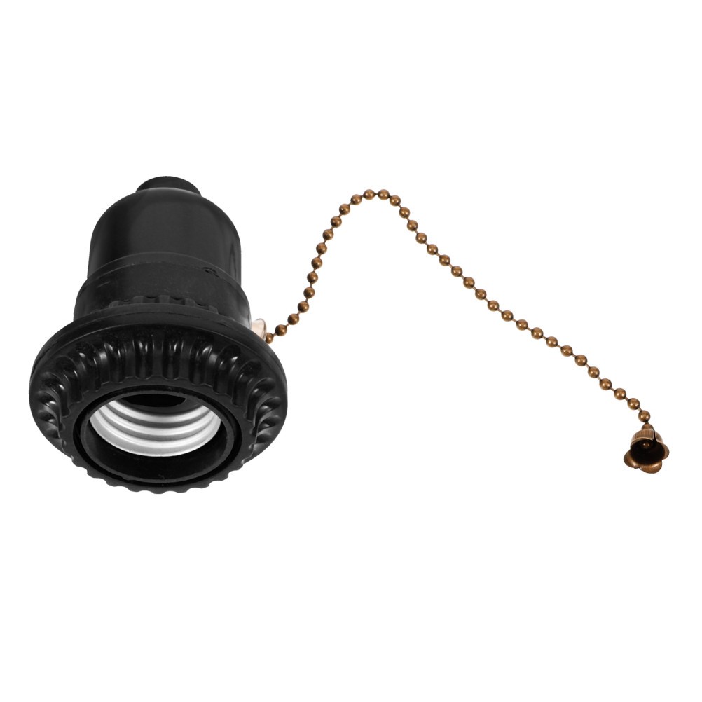 Pull Chain Lampholder Black Lamp Socket with Durable Wear Resistant Construction