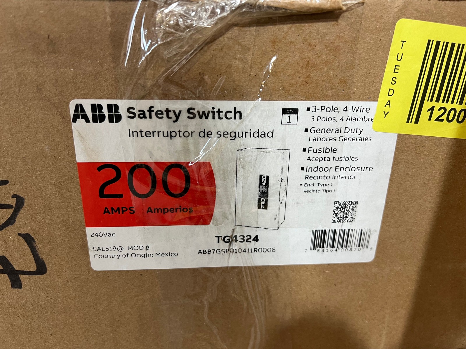 ABB 200 Amp 240-Volt Fusible Indoor General-Duty Safety Switch (TG4324)