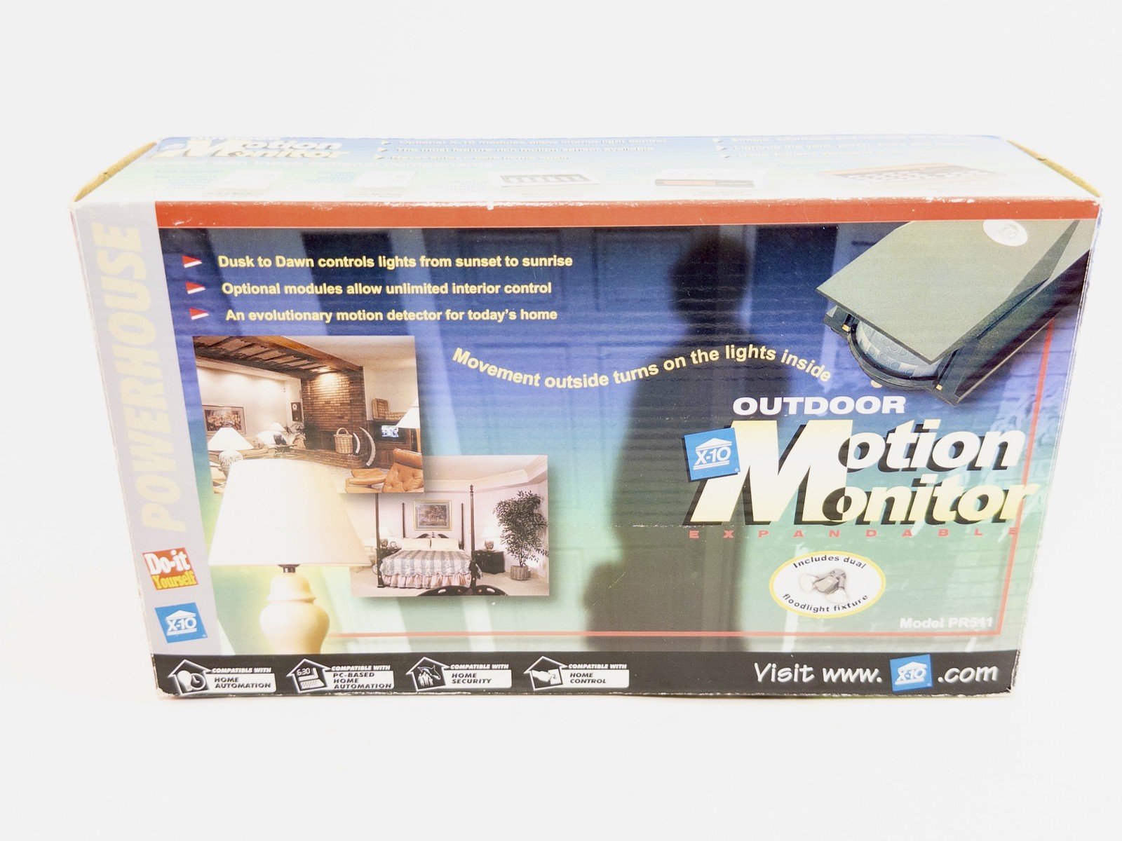 X-10 POWERHOUSE Dual Floodlight Motion Detector Model # PR511, NOS, Sealed
