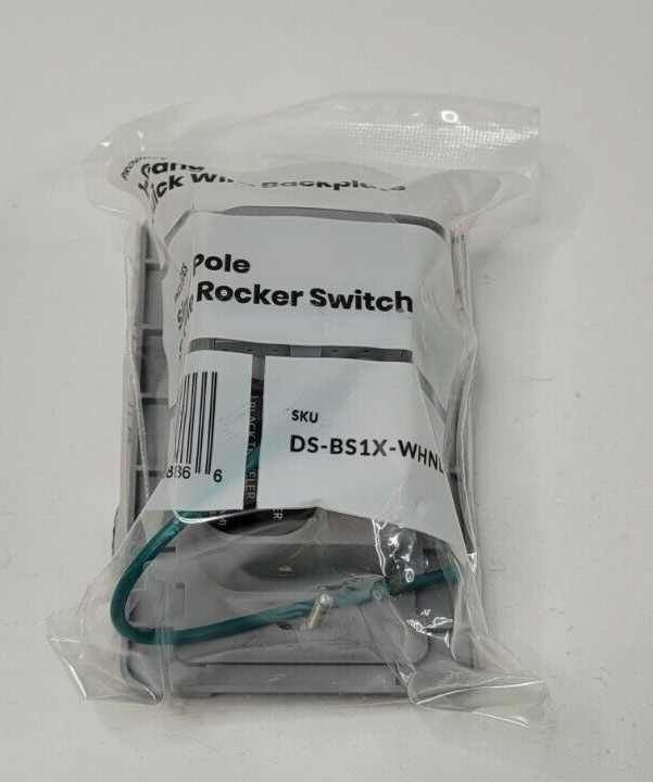 Deako DS-BS1X-WHNL-UCQ 1-Gang Quick Wire Backplate w/ 1Pole Simple Rocker Switch