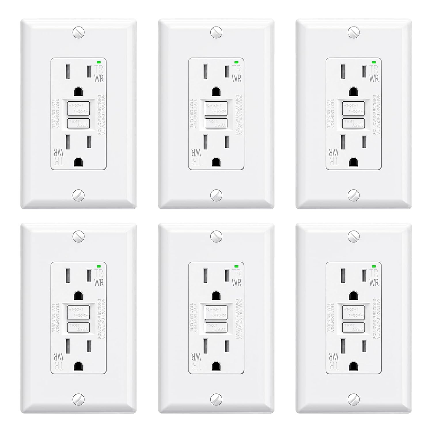 Weatherproof Outdoor GFCI Outlet 15 Amp Self-Test Narrow Depth Ground Fault