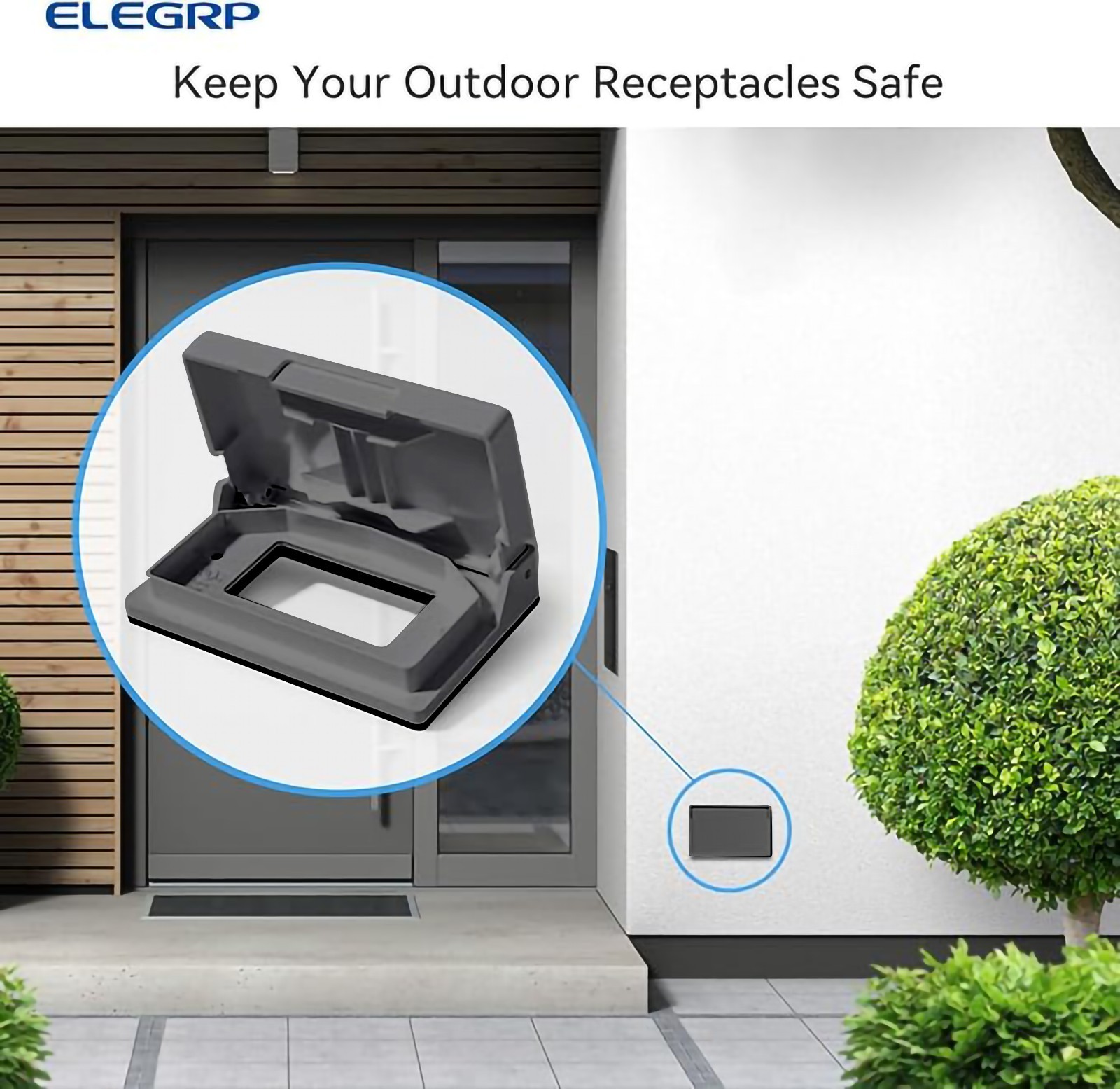 ELEGRP 3141H Black Horizontal Weatherproof Outdoor Outlet Cover Self Closing RV