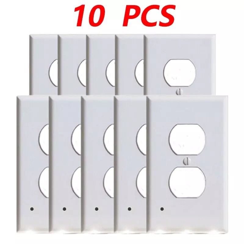 5 PCS / 10PCS Outlet Night Light with Built-In LED Light White / Black Duplex