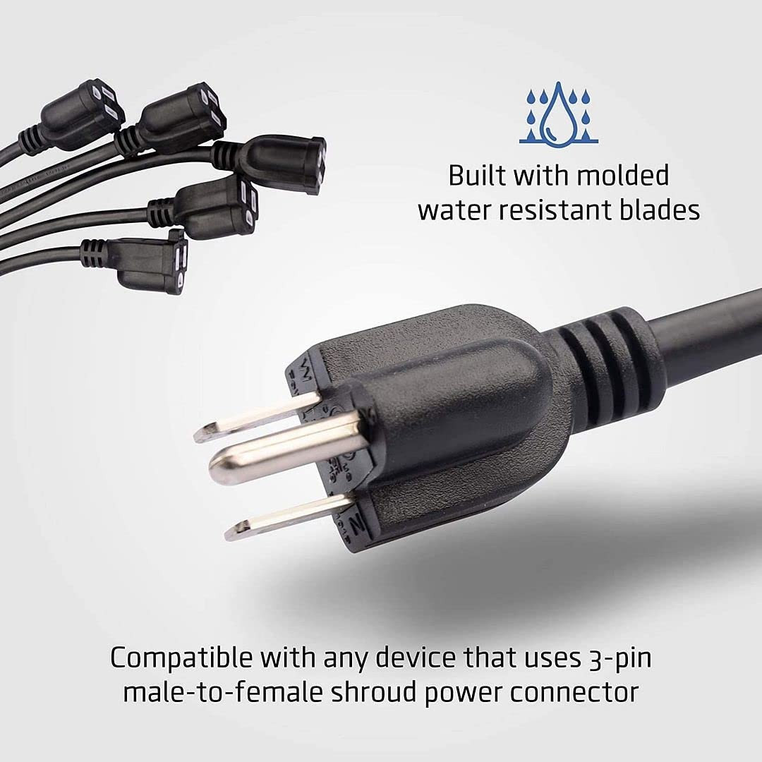 ClearMax 1 to 5 Power Splitter 1.5 ft New Black