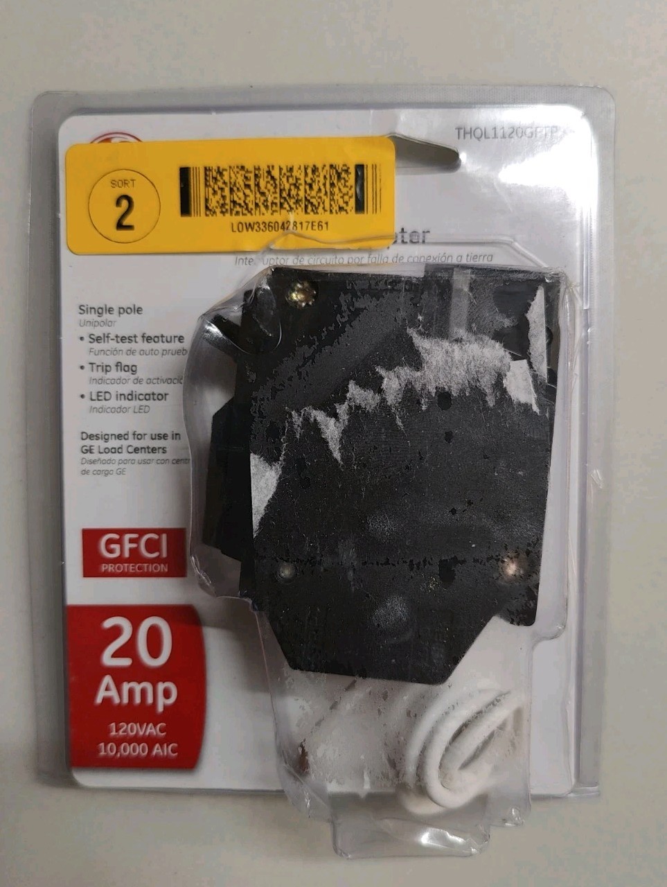 GE THQL1120GFTP Single Pole 20A GFCI Ground Fault Circuit Breaker
