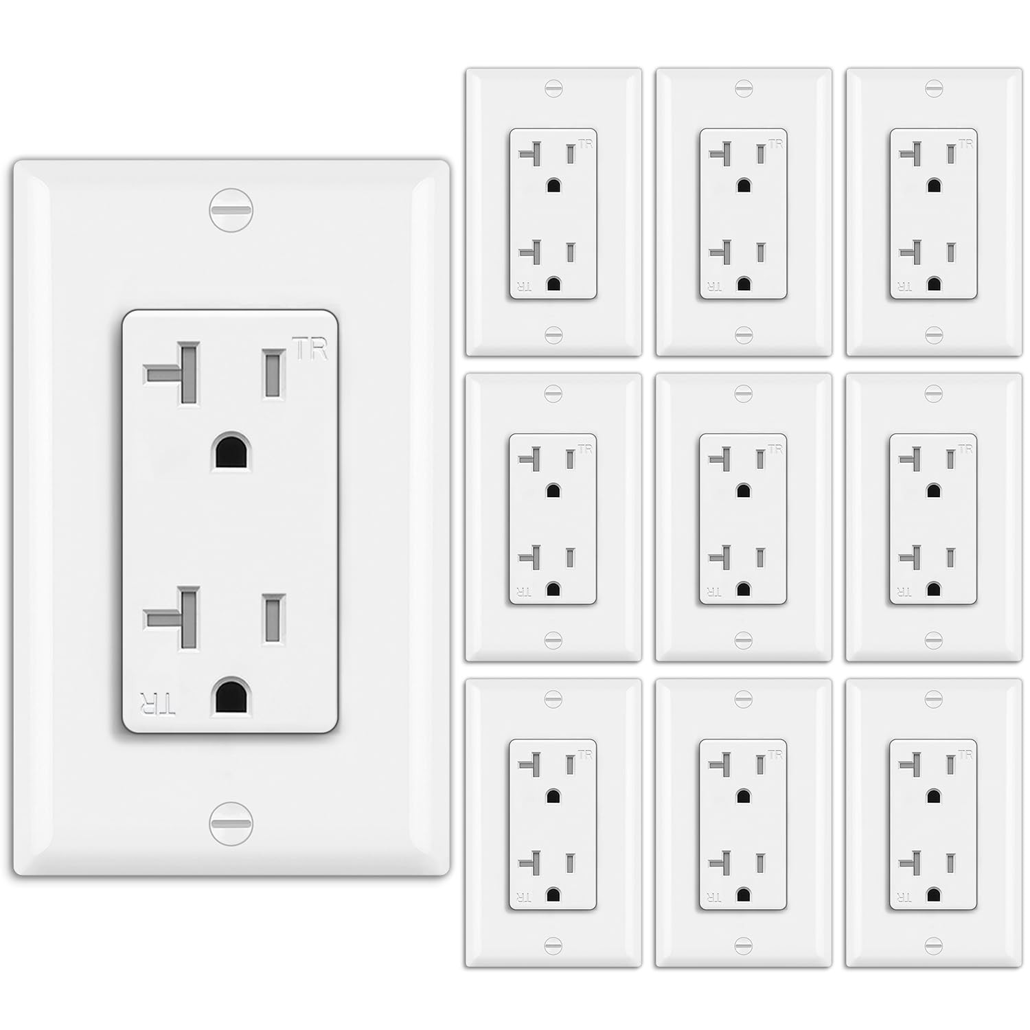 50 Pack 20 Amp Outlet, Tamper-Resistant (TR) Standard Electrical Wall Outlet, UL