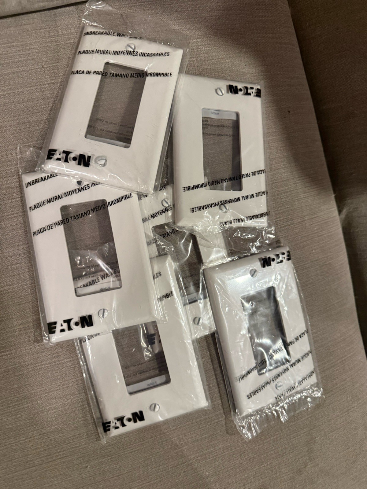 Lot Of 6 Eaton PJ26W White 1-Gang Decorator GFCI GFI Unbreakable Wallplate Cover