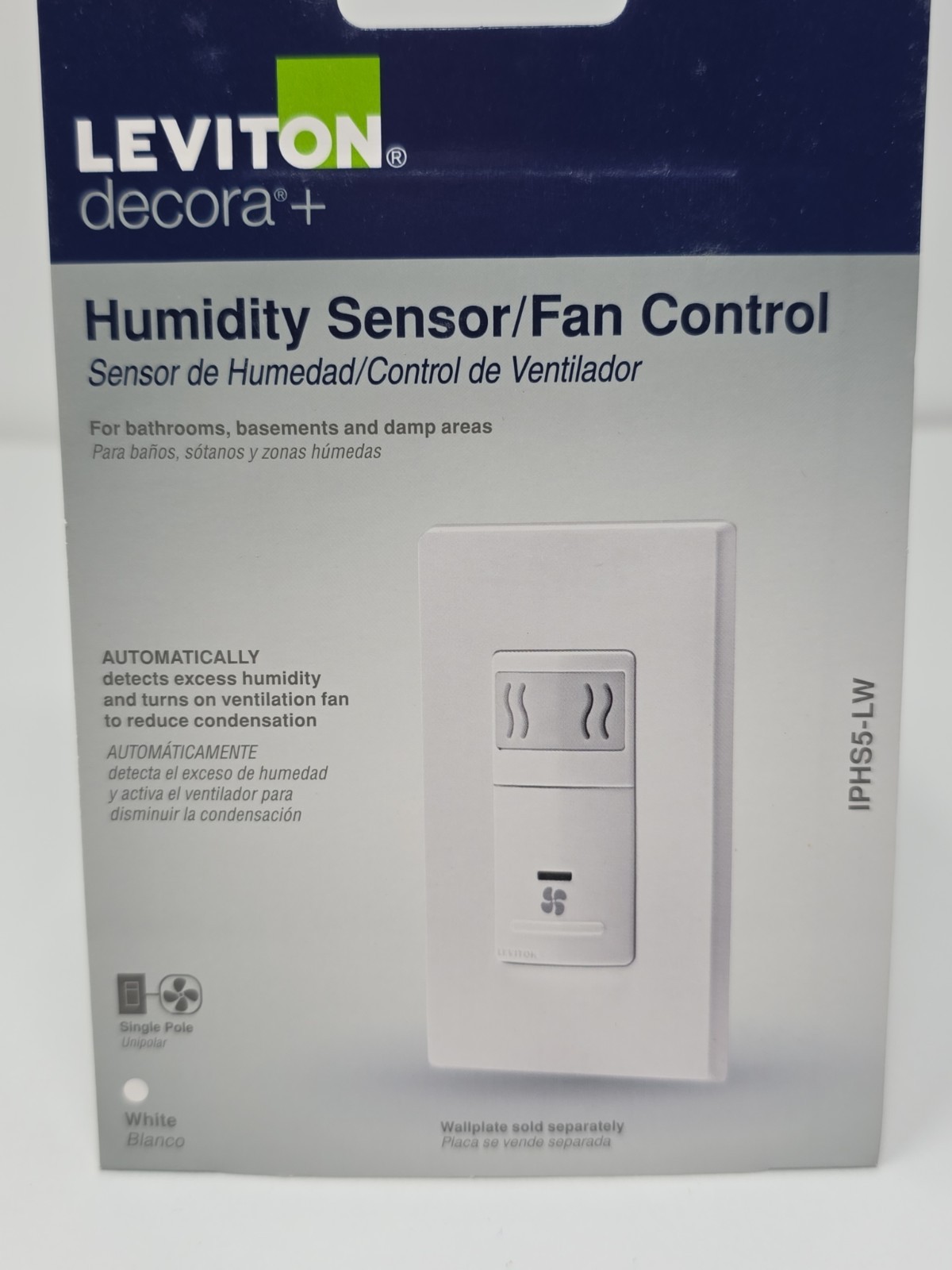 New Leviton Humidity Sensor & Fan Control White (R02-IPHS5-LW) FREE Shipping