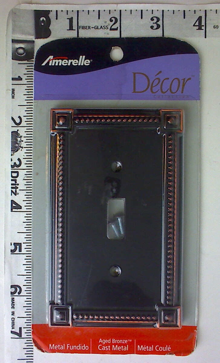 Amerelle Decor Aged Bronze Cast Metal Traditional Bead Toggle Switch Plate 92TDB
