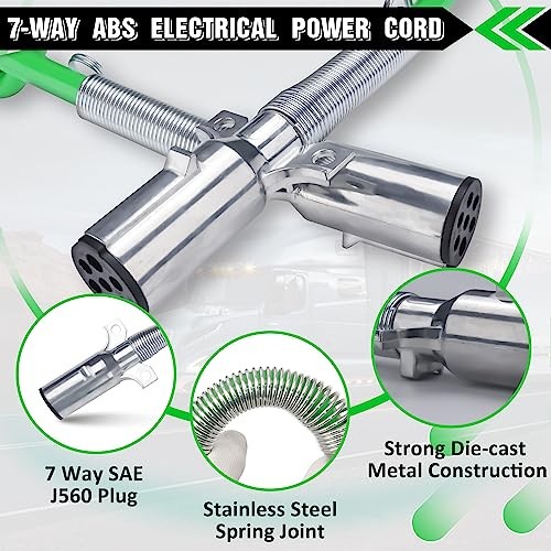 Green ABS Electrical Power 15FT Longtail Coiled Cord – 7 Ways