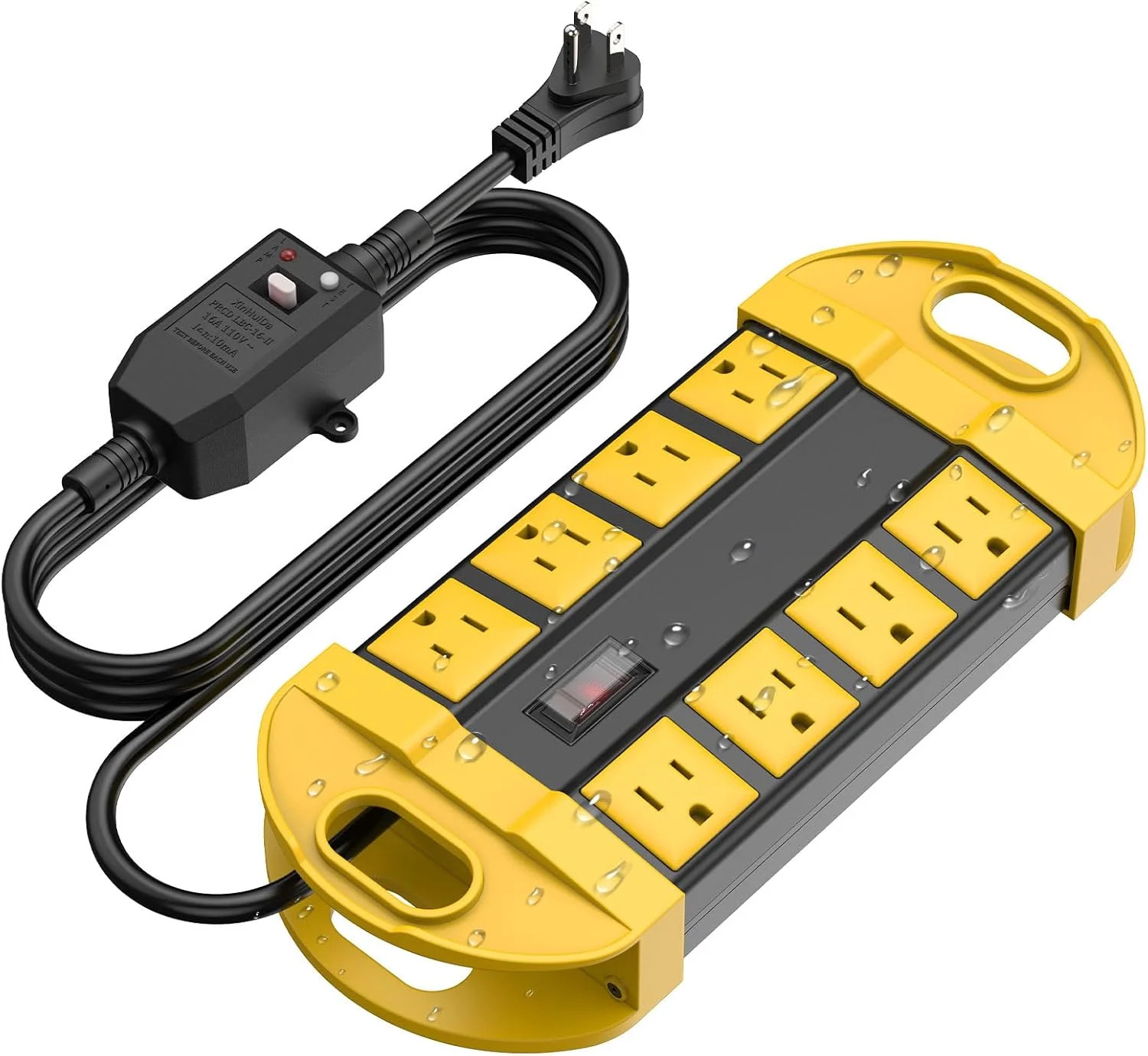CCCEI GFCI Outdoor Power Strip Weatherproof with 8 AC, Waterproof Extension Cord