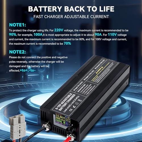 LiFePO4 Battery Charger, 14.6V High Power Charger Adjustable Voltage 0-15V &