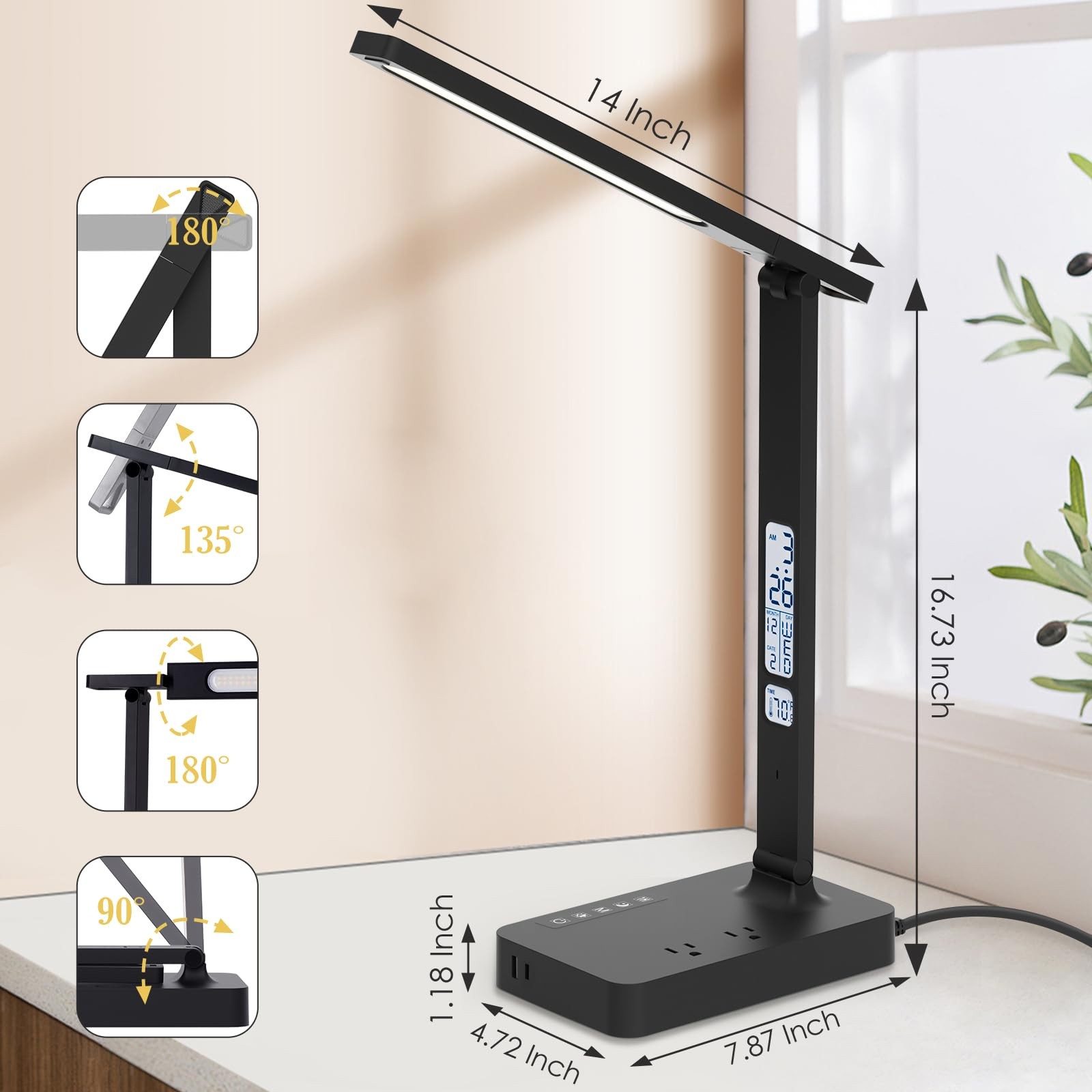 Power Strip with LED Desk Lamp: Table Lamp with Charging Station – 2 Outlets …
