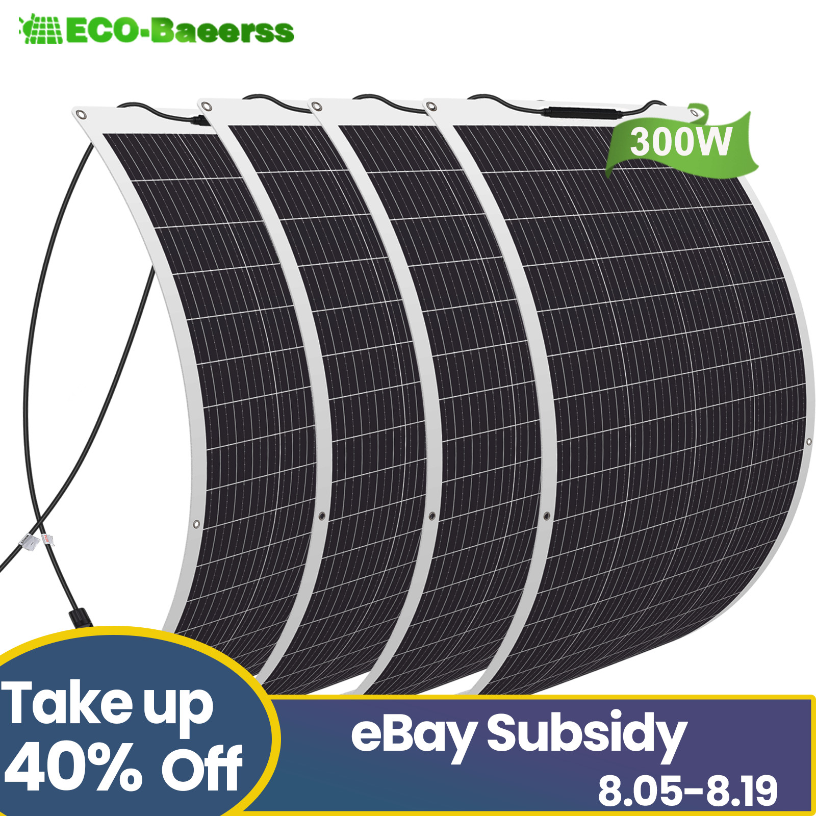 300W Flexible Solar Panel Mono 12V Home RV Boat Camping Power Battery Charging