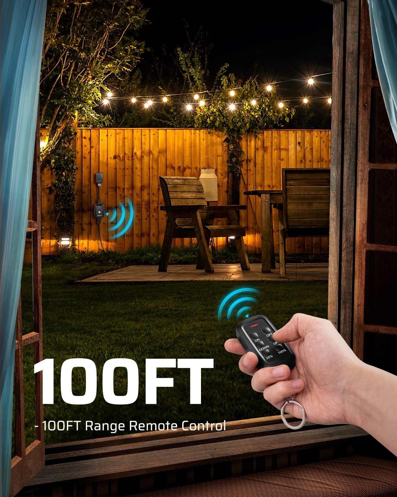 DEWENWILS Outdoor Dimmer for String Lights with Remote Waterproof Plug-in Dimmer