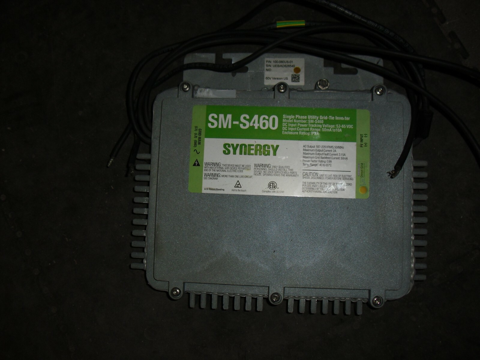 SM-S460 Synergy Grid Single Phase Utility Grid Tie Inverter 53-65 VDC, 50mA-10A