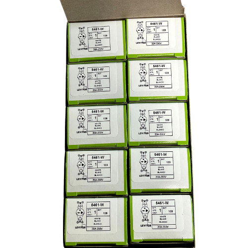 Leviton 5461-W Industrial Grade Single Outlet/Receptacle WHITE 20 Amp (10 Pack)
