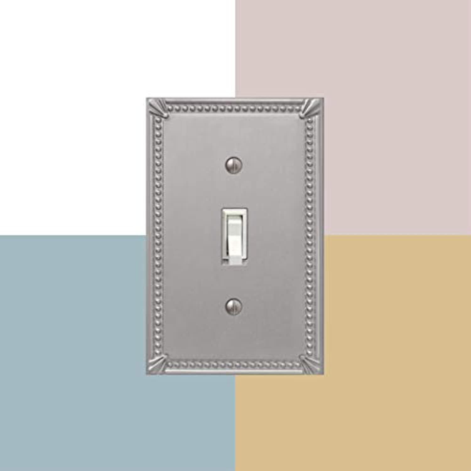Amerelle Imperial Bead Brushed Nickel Gray 2 gang Metal Toggle Wall Plate