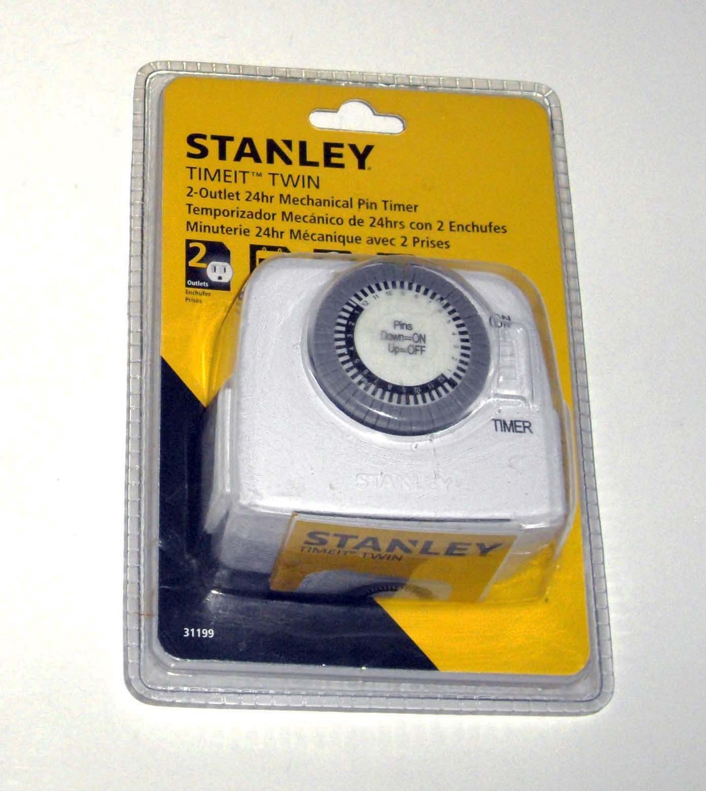 NEW Stanley Timer Mechanical TimeIt Twin 2 Outlet 24 Hour Mechanical Timer 31199