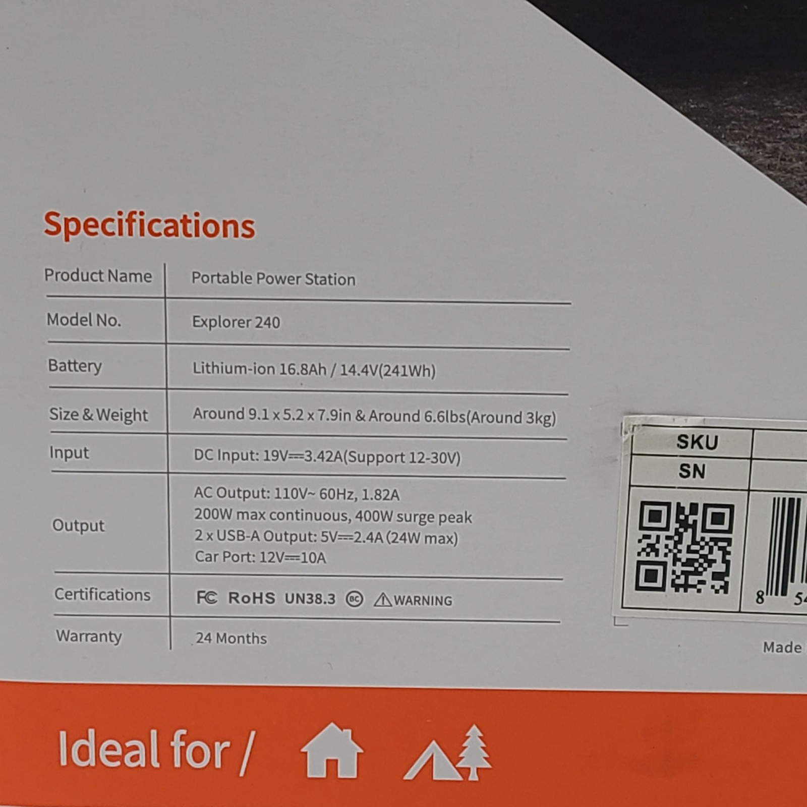 Jackery Solar Panel Power Generator Station 240Wh Backup Battery PTB021 NEW