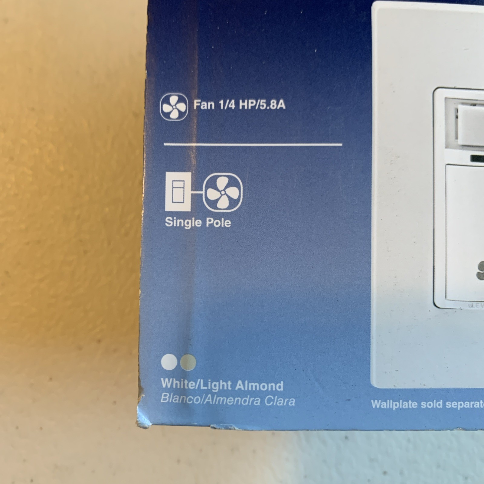 Leviton Decora+ In-Wall Humidity Sensor/Fan Control DHS05-1LM White/Light Almond