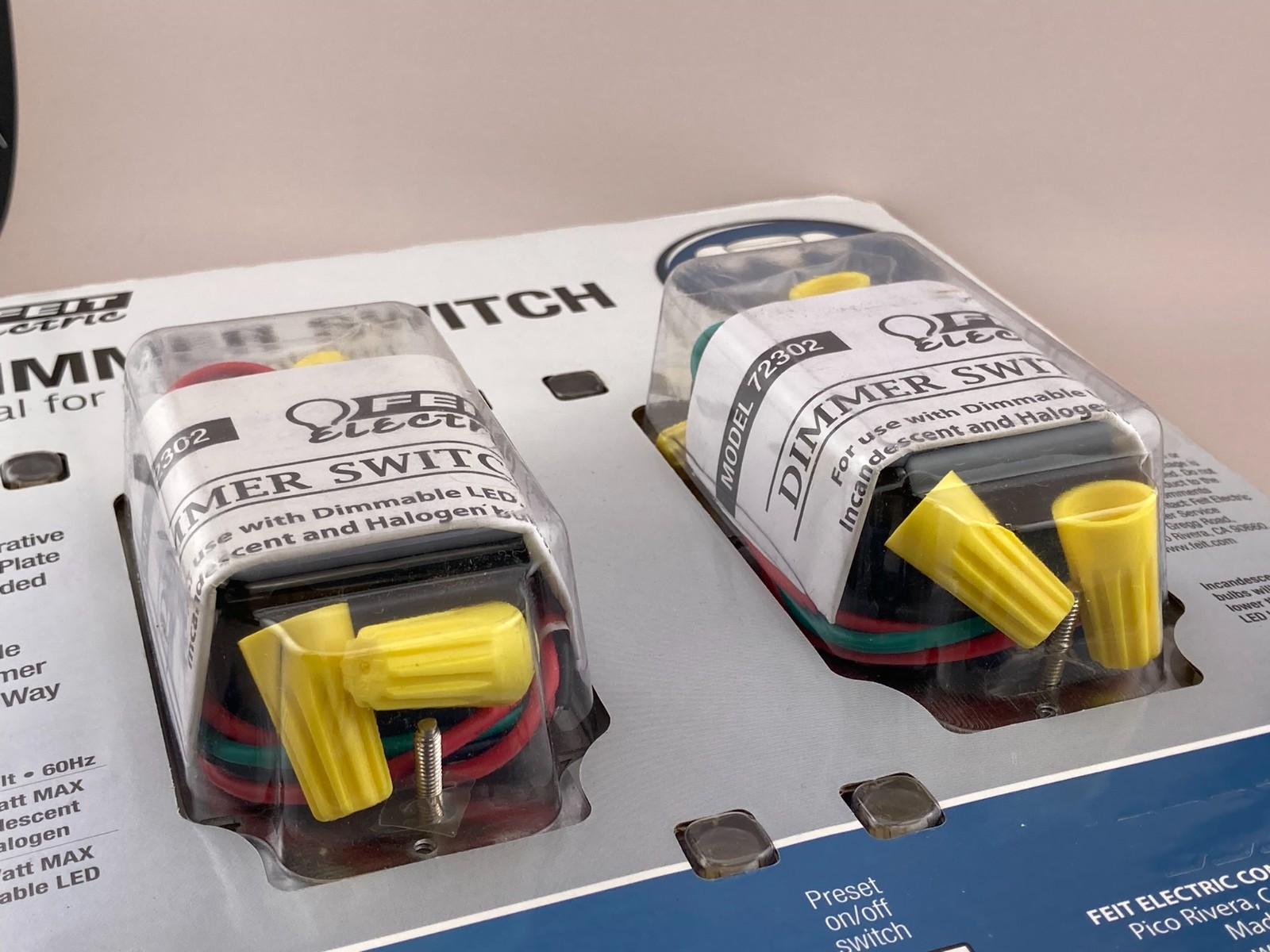 Feit Electric Dimmer 2 Pack Ideal for LED Lighting Slide Dimmer Single or 3 Way